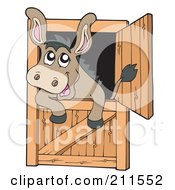 Poster, Art Print Of Cute Donkey Looking Out Of A Stable Door