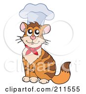 Royalty Free RF Clipart Illustration Of A Cute Chef Cat Wearing A Hat by visekart
