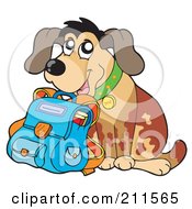 Poster, Art Print Of Happy Dog Student With A School Bag