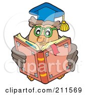 Poster, Art Print Of Owl Teacher Reading A School Book