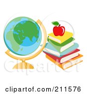 Poster, Art Print Of Desk Globe With Text Books
