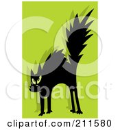 Scared Black Cat Over Green