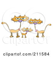 Royalty Free RF Clipart Illustration Of A Family Of Three Orange Cats