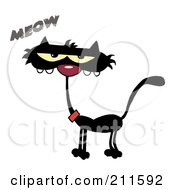 Royalty Free RF Clipart Illustration Of A Scrawny Meowing Black Cat