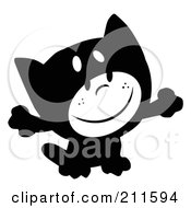 Poster, Art Print Of Black And White Kid Smiling And Dressed In A Cat Halloween Costume
