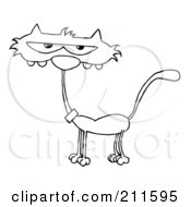 Royalty Free RF Clipart Illustration Of A Scrawny Outlined Cat
