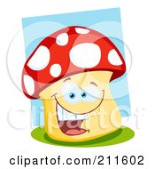 Poster, Art Print Of Happy Mushroom Face Smiling