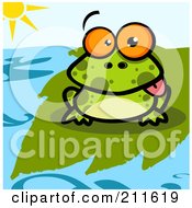 Royalty Free RF Clipart Illustration Of A Goofy Spotted Frog On A Lily Pad