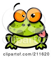 Poster, Art Print Of Goofy Spotted Frog Hanging Its Tongue Out