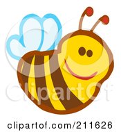 Royalty Free RF Clipart Illustration Of A Cute Smiling Bee