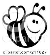 Royalty Free RF Clipart Illustration Of A Cute Black And White Smiling Bee