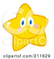 Royalty Free RF Clipart Illustration Of A Friendly Yellow Star Face