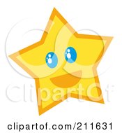 Poster, Art Print Of Happy Yellow Star Face