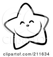 Poster, Art Print Of Outlined Happy Grinning Star Face