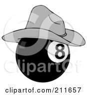 Poster, Art Print Of Billiards Eight Ball Wearing A Cowboy Hat