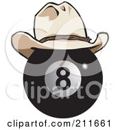 Poster, Art Print Of Black Eight Ball Wearing A Cowboy Hat