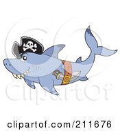 Poster, Art Print Of Pirate Shark With A Knife In His Belt
