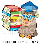 Royalty Free RF Clipart Illustration Of An Owl Teacher Carrying Books