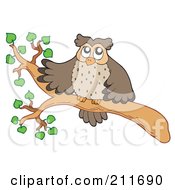 Royalty Free RF Clipart Illustration Of An Owl On A Tree Branch