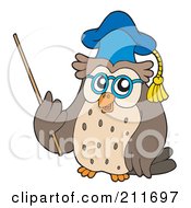 Royalty Free RF Clipart Illustration Of An Owl Teacher Holding A Stick
