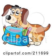 Royalty Free RF Clipart Illustration Of A Happy Dog Student With A Backpack