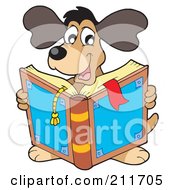 Poster, Art Print Of Happy Dog Reading A Book