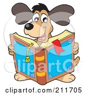 Royalty Free RF Clipart Illustration Of A Happy Dog Reading A Book