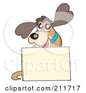 Poster, Art Print Of Cute Friendly Dog Carrying A Sign On A String