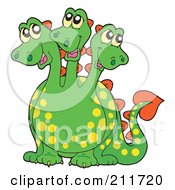 Royalty Free RF Clipart Illustration Of A Three Headed Dragon Yellow Spots by visekart