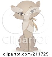 Royalty Free RF Clipart Illustration Of A Pretty Beige Kitty Cat Sitting
