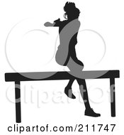 Royalty Free RF Clipart Illustration Of A Black Silhouetted Woman Leaping Over A Hurdle On A Track