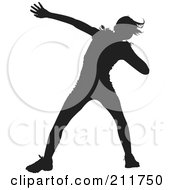 Poster, Art Print Of Black Silhouetted Shotput Female In Profile Preparing To Throw A Ball