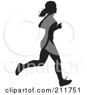 Royalty Free RF Clipart Illustration Of A Healthy Black Silhouetted Track Woman Running by Paulo Resende #COLLC211751-0047