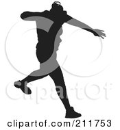 Poster, Art Print Of Black Silhouetted Male Track Athlete Running
