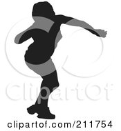 Royalty Free RF Clipart Illustration Of A Black Silhouetted Shotput Female Bending To Throw A Ball by Paulo Resende