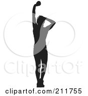 Royalty Free RF Clipart Illustration Of A Black Silhouetted Shotput Female Holding Up A Ball by Paulo Resende