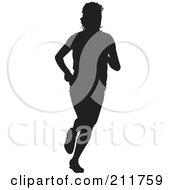 Poster, Art Print Of Black Silhouetted Track Athlete Man Running
