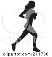 Royalty Free RF Clipart Illustration Of A Healthy Black Silhouetted Woman Running by Paulo Resende #COLLC211760-0047