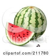 3d Watermelon Slice And Seeds