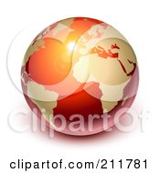 Poster, Art Print Of 3d Shiny Red And Gold Globe Featuring Europe
