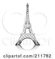 Royalty Free RF Clipart Illustration Of A 3d Eiffel Tower With A Reflection