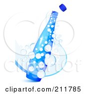 3d Blue Bottle With Sparkly Fizz Bubbles