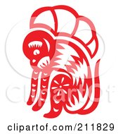 Royalty Free RF Clipart Illustration Of A Red And White Papercut Styled Monkey by Cherie Reve