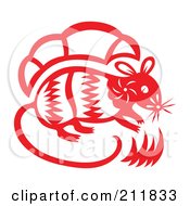 Poster, Art Print Of Red And White Papercut Styled Rat