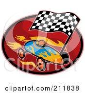 Race Car And Flag Logo