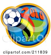 Royalty Free RF Clipart Illustration Of A 2010 Soccer World Cup Ball And A Globe by patrimonio