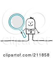 Poster, Art Print Of Stick Businessman Holding A Magnifying Glass