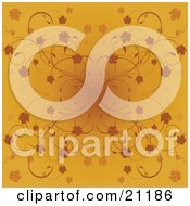 Poster, Art Print Of Orange Website Background With Autumn Leaves And Vines With A Dark Center