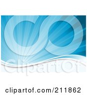 Royalty Free RF Clipart Illustration Of A Background Of Shining Blue Rays Over White Waves