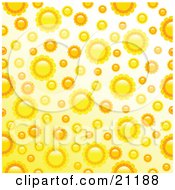 Clipart Illustration Of A Yellow Background Of Orange And Yellow Flowers In Different Sizes